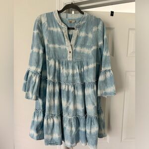 Faherty Vida Tie Dye Tiered Ruffle Dress